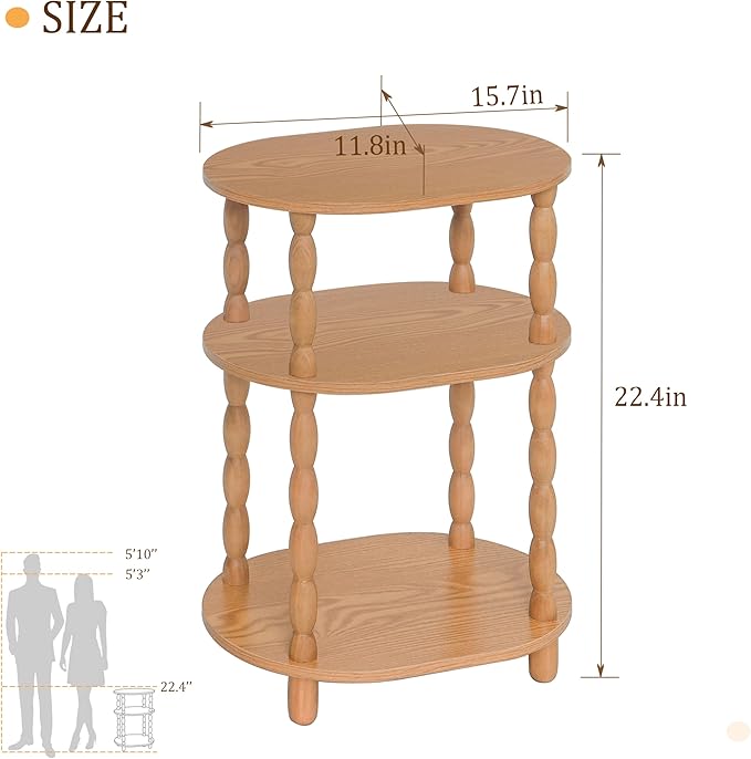 MaxSmeo End Table, Small Side Table for Small Spaces, Modern Oval Night Stand Accent Table for Living Room, Bedroom, Brown