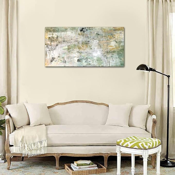 NINEASO Brown Green Abstract Wall Art - Unearthed World Abstract Canvas Pictures for Wall Decor Modern Abstract Canvas Painting Artwork for Living Room Bedroom Home Office Wall Decorations 20" x 40"