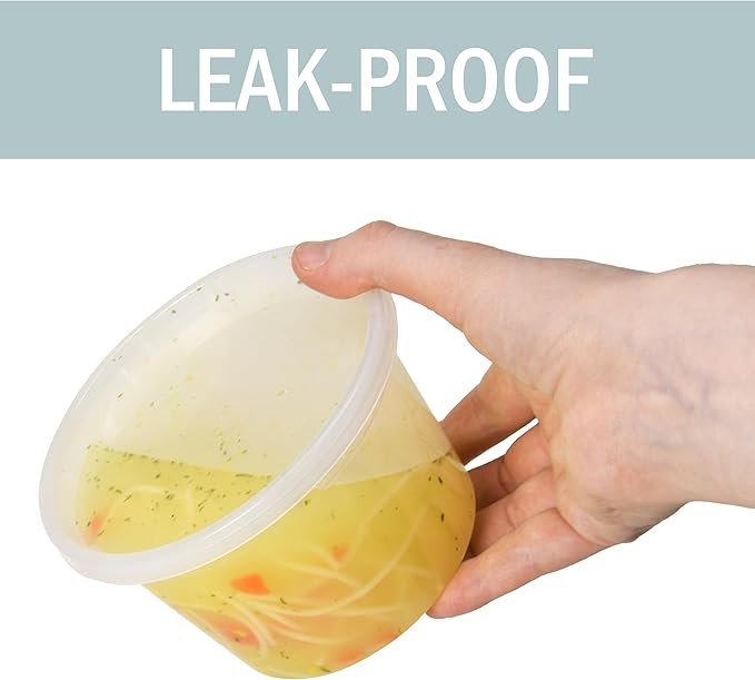 Deli Containers with Lids 16 oz. [24 Sets] Plastic Deli Cups Soup Containers with lids, To Go Food Containers