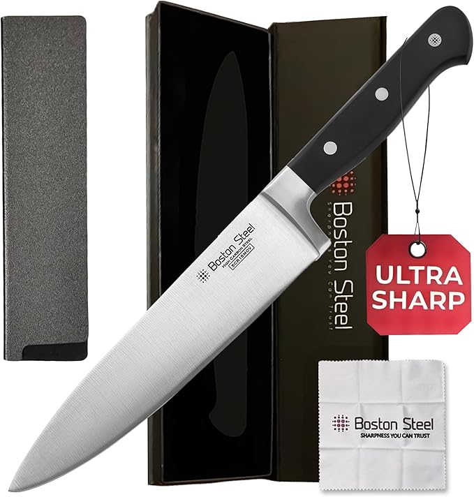 Chef Knife 8 Inch – Ultra Sharp High Carbon Stainless Steel Kitchen Knife, Professional 8” Chef’s Knife with Ergonomic Handle, for Home & Restaurant with Gift Box, Culinary Cooking Knife