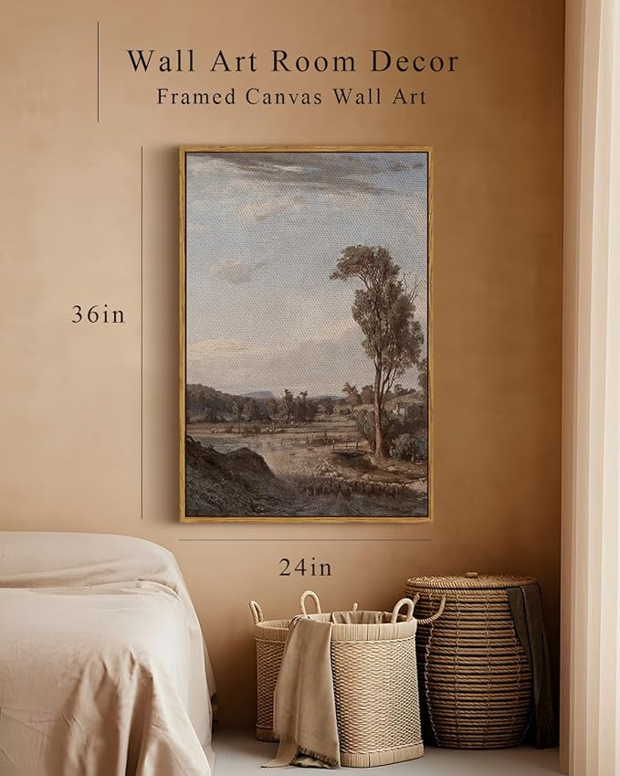 InSimSea Framed Wall Art for Living Room Classical Landscape Canvas Wall Decor Rustic Countryside Scenery Artworks Print Bathroom Pictures Wall Decorations Large Farmhouse Wall Art Home Decor 24x36in