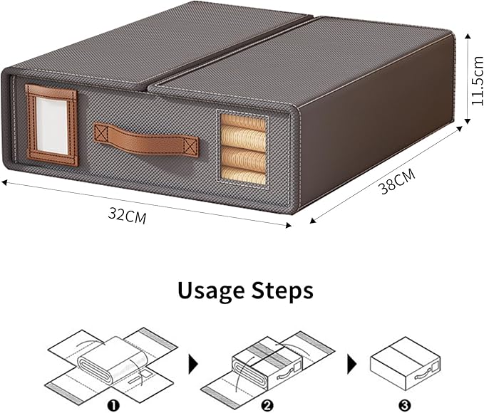 KONGDY 4 Pack Bed Sheet Organizer, Foldable Sheet Storage Box with Window and Label, Bed Sheets Set Organizers for Bedding Sheets, Duvet Covers, Pillow, Blankets Organizer-Grey