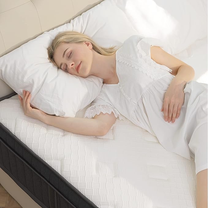 King Mattress, 12 Inch Hybrid Mattress in a Box with Gel Memory Foam and Pocket Spring, Medium Firm Feel, Cooler Sleep & Pressure Relief, 76 * 80 * 12, 120 Nights Risk-Free Trial