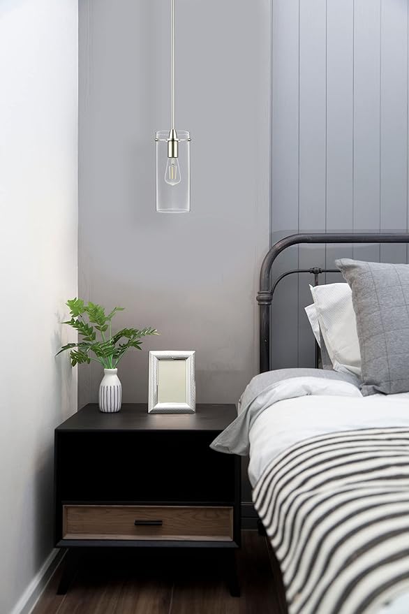 Brushed Nickel Pendant Lights Kitchen Island - Large Clear Glass Pendant Light Fixture