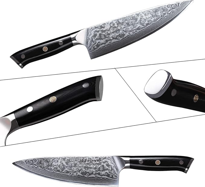 Chef Knife 8 Inch - Classic Damascus Pattern Professional Chef's Knives Japanese VG-10 Steel Kitchen Knives