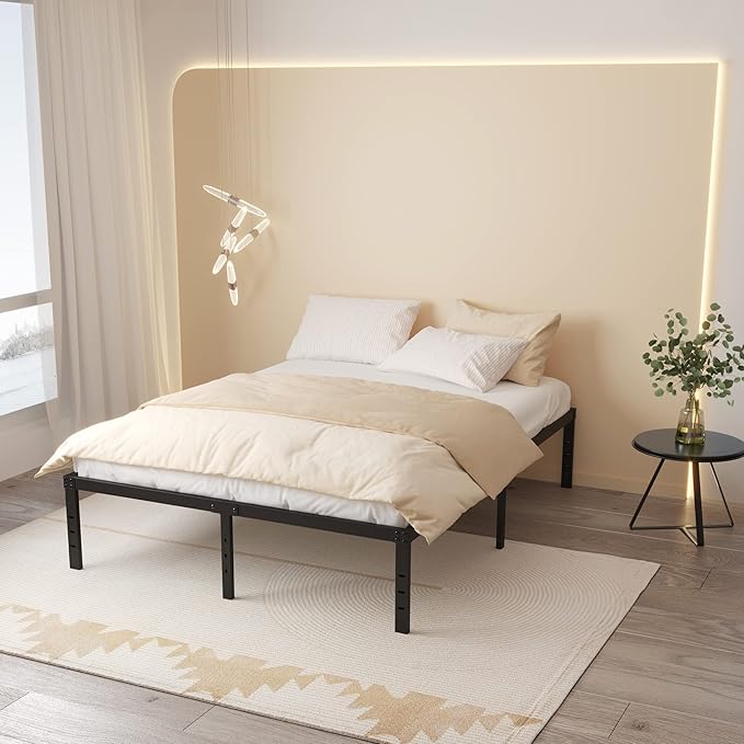 California King Bed Frames, 16 Inch Heavy Duty Metal Platform Support Up to 3000 lbs with Steel Slat, No Box Spring Needed, Easy Assembly, Noise Free, Black