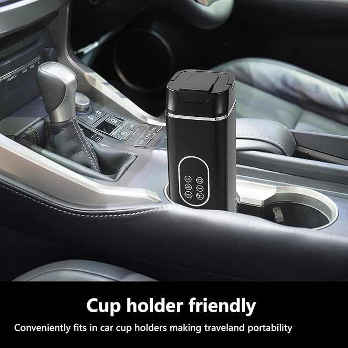 Portable Personal Blender with 12 Stainless Steel Blades – USB Rechargeable for Smoothie Shakes,14 Oz/420ML Cup and Extra Handle Lid, for Travel Sports Gym (Black)