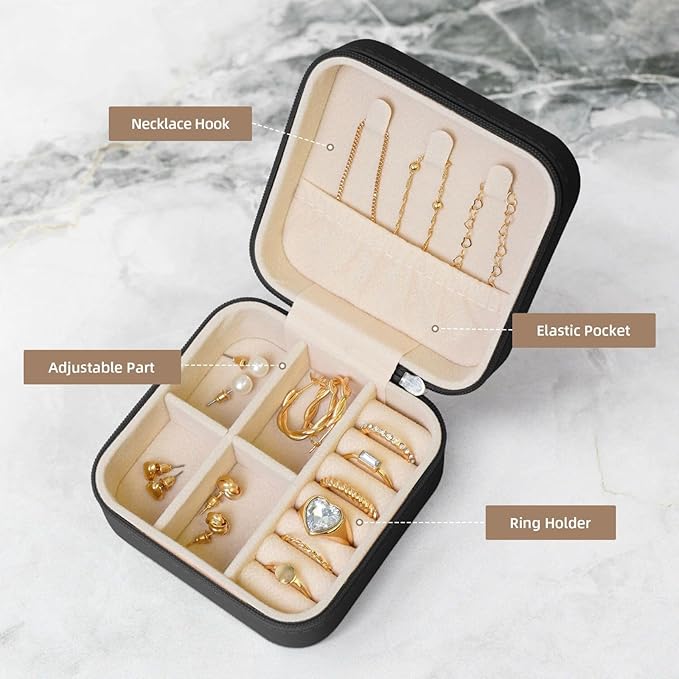 Personalized Jewelry Box Gifts for Women - Custom Jewelry Organizer with Image Text Logo - Customized Travel Leather Jewelry Case for Mom Wife Wedding Girls