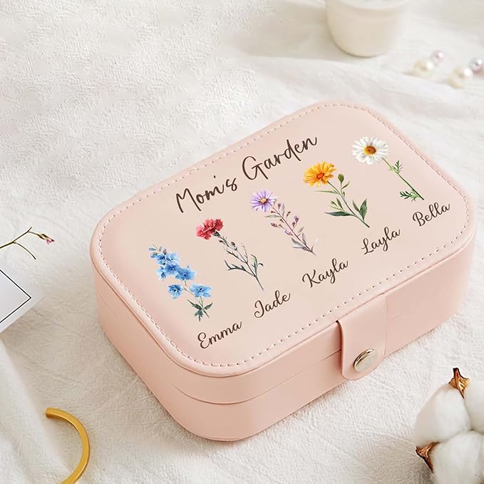 Personalized Jewelry Box Gifts for Women Custom Travel Jewelry Case Organization Leather Customized Birthday Anniversary Bridesmaid Gifts