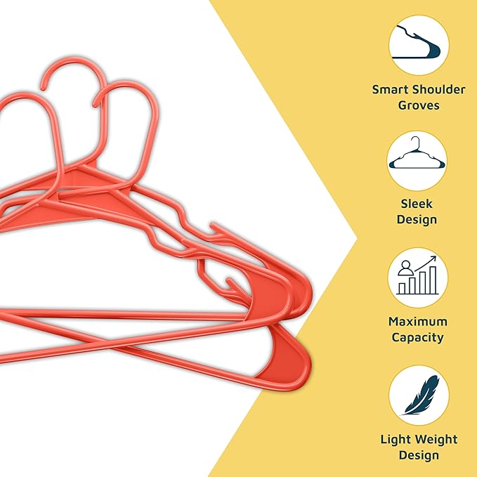 Plastic Clothes Hangers – Heavy Duty Hanger Set, for Organizing Clothes, Dresses, and Coat, Holds Up to 5 lbs, Space-Saving Hangers with Non-Slip Shoulder Grooves, Pack of 80, Brown