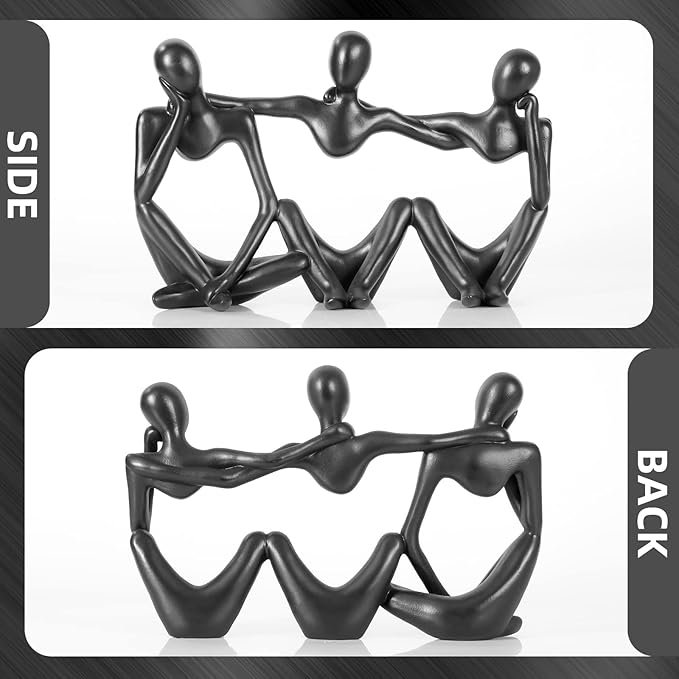 Thinker Statue Gold Decor Abstract Art Sculpture, Golden Resin Collectible Figurines for Home Living Room Office Shelf Decoration,Great Gifts Ideas (Conjoined Body-Black)