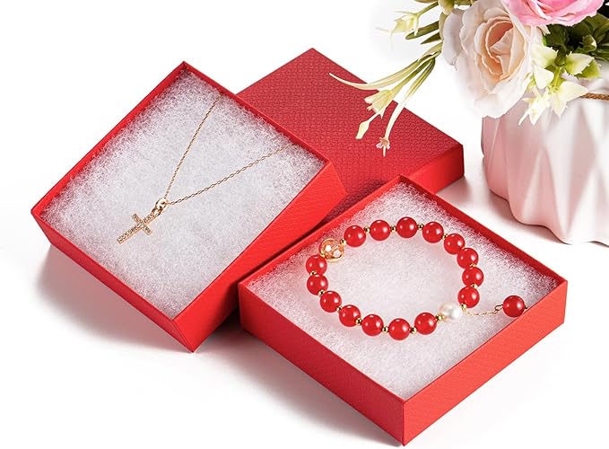 GEFTOL Jewelry Gift Boxes 20 Pack 3.5x3.5x1 Inch Cardboard Jewelry Boxes,Small Gift Boxes for Jewelry Earrings Necklaces Handmade Bangles Bracelets(Red)