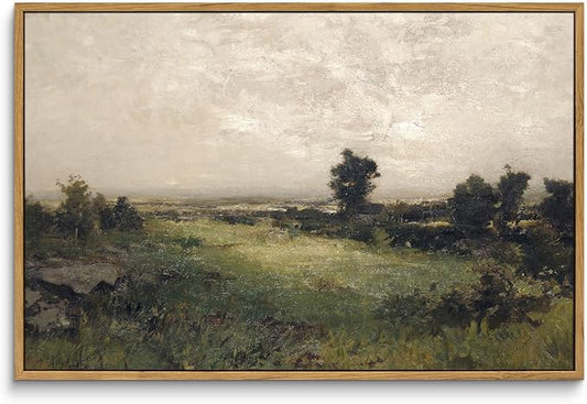 InSimSea Framed Canvas Wall Art Vintage Decor, Landscape Wall Art Room Decor, Large Classical Scenery Valley Grassland Paintings Wall Decor, Home Decor for Living Room Bedroom Office, 16"x24"
