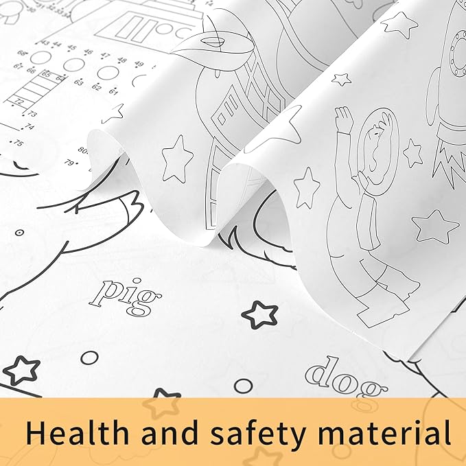 150 Pieces Disposable Paper Placemats Coloring Activity Sheets Paper Place Mats Bulk Dining Table Place Mats Set 14.5*10 Sublimation Placemat for Restaurant Christmas Party(Space Aminal Unicorn Theme）