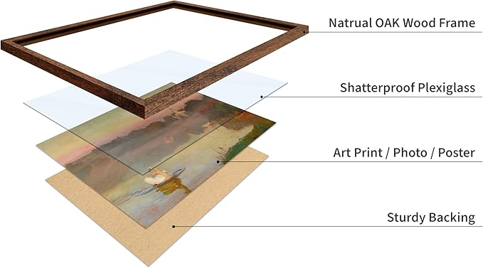 Poster Master Vintage Pond in Radziejowice Poster - Retro Swan Print - Lake Art - Landscape Art - Farmhouse Art - Animal Lover Art - Aesthetic Living Room or Office Decor, 16x20 Brown Framed