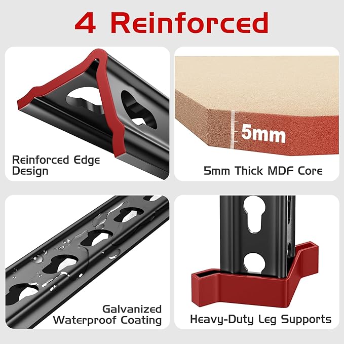 TigerParty 2020LBS Garage Shelving Units, 5-Tier Storage Shelves Heavy Duty, Adjustable Metal Organizer Utility Rack for Kitchen, Closet, Warehouse, Pantry, 72" H x 35.55" W x 16" D, 4PCS