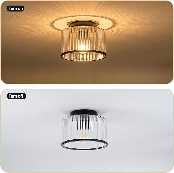 MAYNA Modern Black Semi Flush Mount Ceiling Light Fixture, 1-Light Hallway Light Fixtures Ceiling Mount, Dimmable Kitchen Lighting Fixtures Ceiling Lights for Bedroom Bathroom Dining Room Entryway