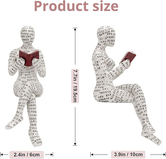 puthiac Sculptures Home Decor Modern - Reading Woman Figurine Sculpture Thinker Statue - Modern Abstract Home Decor for Living Room, Office, Bedroom - Elegant and Aesthetic Decoration Statue 06