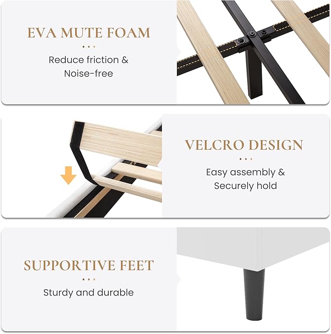 SHA CERLIN Full Size Bed Frame with Charging Station & Storage Headboard, Velvet Platform Bed with Upholstered Modern Wingback Design, Wooden Slats Support, No Box Spring Needed, Easy Assembly, White