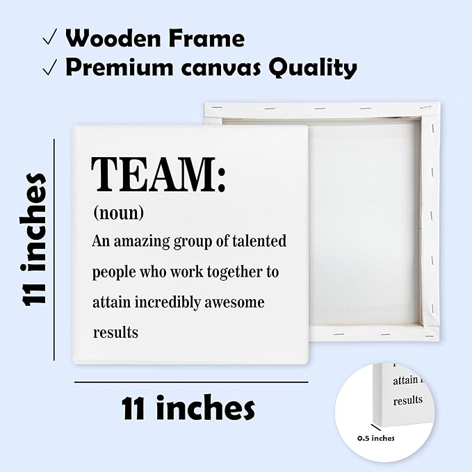 Team Noun Framed Canvas Print Poster - 11.8’’ Inspirational Quote Canvas Artwork Prints - Wall Painting Favors For Employees Coworkers - Wall Art Decor For Home Bedroom Office - A08