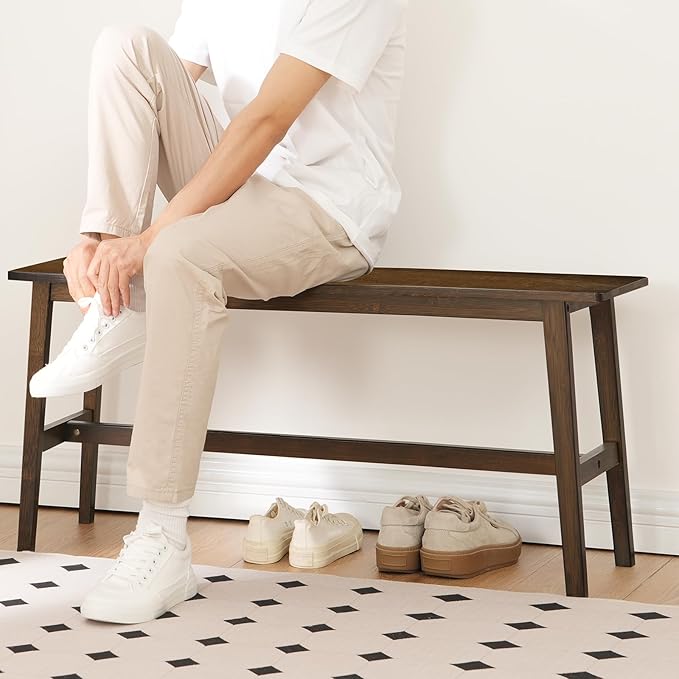 HOOBRO 39.3'' Bamboo Dining Bench, Farmhouse Kitchen Table Bench, Kitchen & Living Room Furniture, Easy to Assemble, Sturdy and Stable, Mocha MA03CD01G2