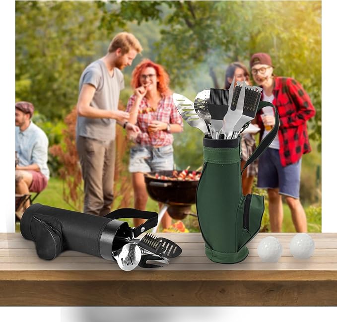 Jishi 8pcs Golf BBQ Grill Accessories Grilling Gifts for Men Golfers Stocking Stuffers for Men, Dad Gifts from Daughter Son, Funny Christmas Golf Gifts for Men Unique Barbecue Tool Set Camping Gadgets