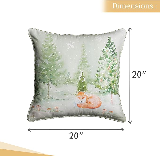 Maison d' Hermine Decorative Pillow Covers 20x20 Inch Square 100% Cotton Throw Pillow Covers with Invisible Zipper Cushion Case for Living Room Couch, Chair, Sofas, Bedroom, Home (Winter Mornings)