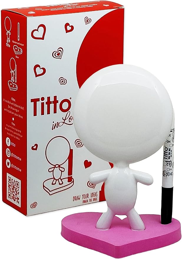 Gift idea - Dry Erase Board - TITTO in Love, Draw Your Ideas - Ideal for Home & Office Decor - Pink Work Home Office (Pink)