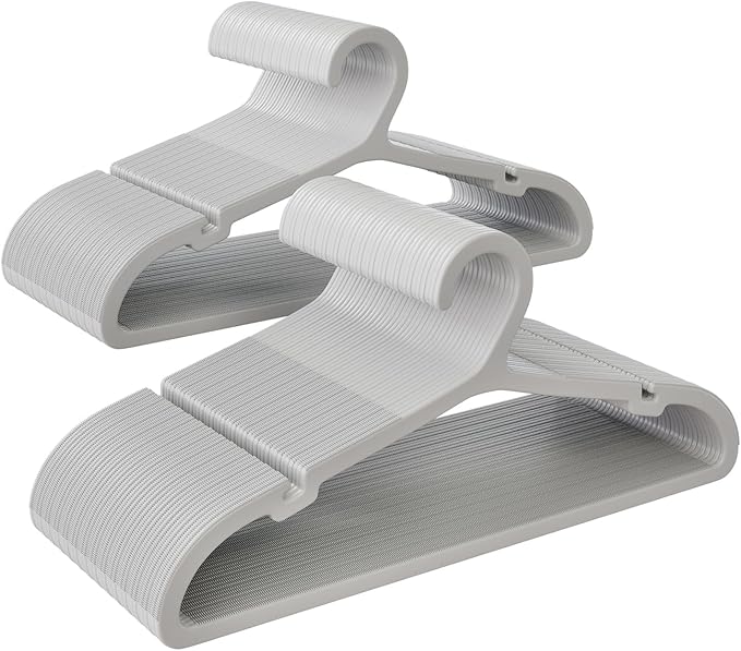 80 Pack Clothes Hangers, Non Slip Plastic Coat Hangers, Space Saving, Heavy Duty, Hanging Dry Wet Clothes, 16.4" x 8.3", Gray, APY0580G