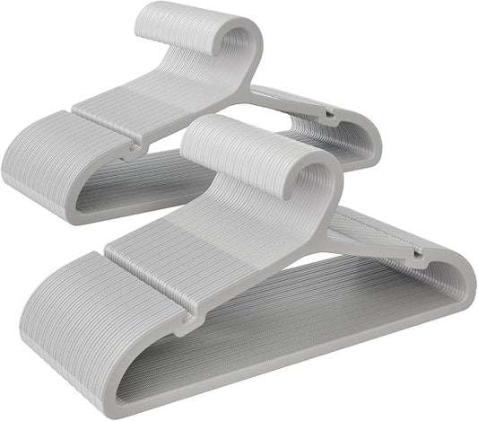 80 Pack Clothes Hangers, Non Slip Plastic Coat Hangers, Space Saving, Heavy Duty, Hanging Dry Wet Clothes, 16.4" x 8.3", Gray, APY0580G