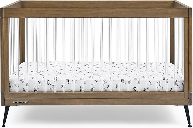 Delta Children Sloane 4-in-1 Acrylic Convertible Crib - Greenguard Gold Certified, Acorn/Matte Black
