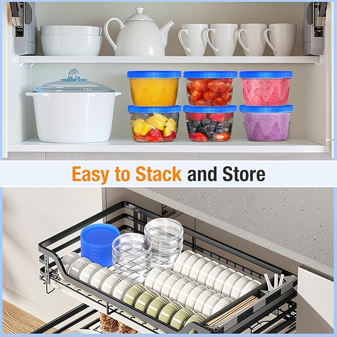 Freezer Storage Containers 6 Pack-16 Oz Deli Containers with Lids BPA Free Microwave and Dishwasher Safe,Food Storage Containers with Lids,Soup Containers for Oats/Salad