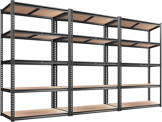 TigerParty 2020LBS Garage Shelving Units, 5-Tier Storage Shelves Heavy Duty, Adjustable Metal Organizer Utility Rack for Kitchen, Closet, Warehouse, Pantry, 72" H x 35.55" W x 16" D, 3PCS