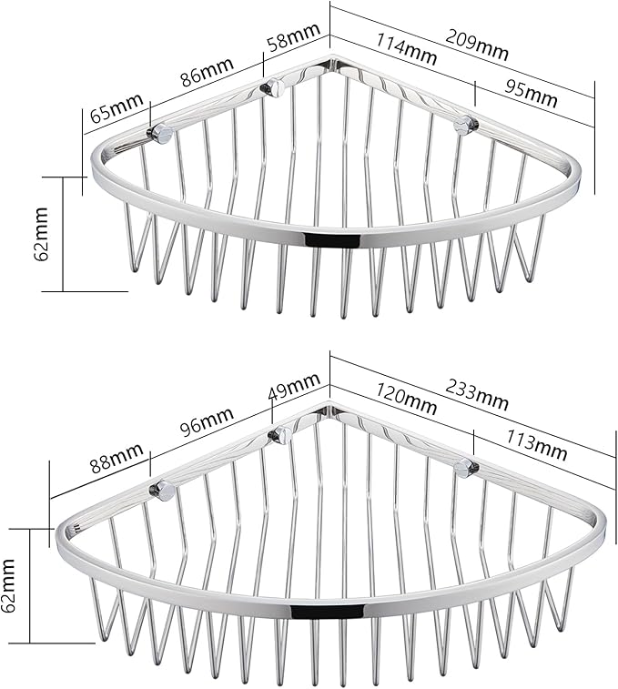 Corner Shower Caddy Basket - Stainless Steel Bathroom Shower Shelf/Organizer for Shower Storage - Sturdy Wall Corner Rack - Chrome set of 2