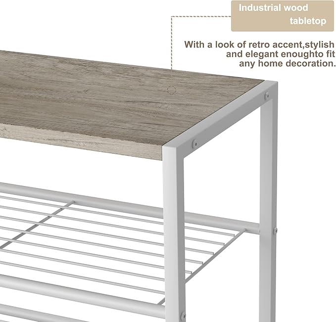 HOMEFORT Shoe Rack 6-Tier, Shoe Storage Shelf, Industrial Shoe Tower, Narrow Shoe Organizer for Closet Entryway, Small Shoe Rack Table with Durable Metal Shelves,White Oak