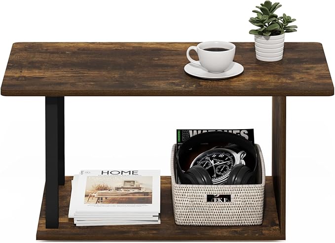 Furinno Basic Home Living Coffee Table, Amber Pine/Black