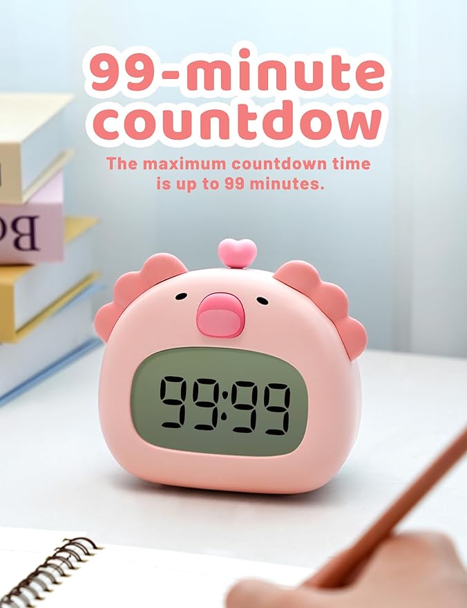 Axolotl Alarm Clock with Night Light for Kids Girls, Cute Pink Axolotl Lamp Digital Clocks, Timer, 3 Alarms, Date & Day, USB Rechargeable Bedrooms Decor Party Favors