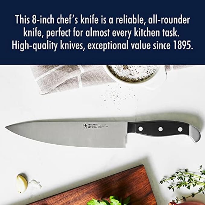 HENCKELS Statement Razor-Sharp 8-inch Chef Knife, German Engineered Informed by 100+ Years of Mastery, Black/Stainless Steel