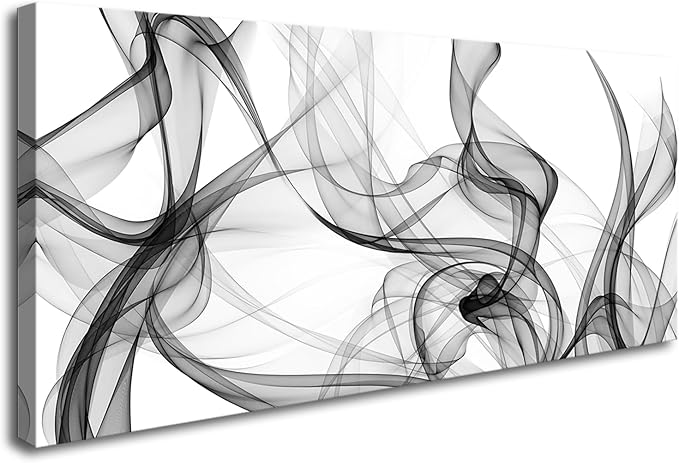 XXMWallArt FC3850 Abstract Wall Art Light Streak Black and White Abstract Line Canvas Wall Art for Living Room Bedroom Bathroom Office Wall Decor