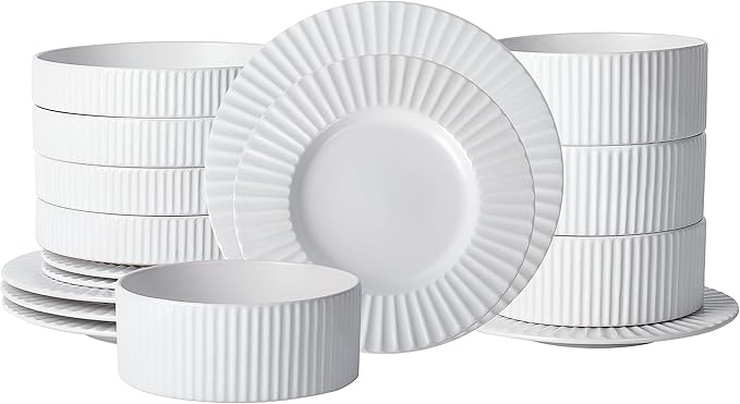 Christian Siriano Lusso 16-Piece Dinnerware Set Stoneware, White