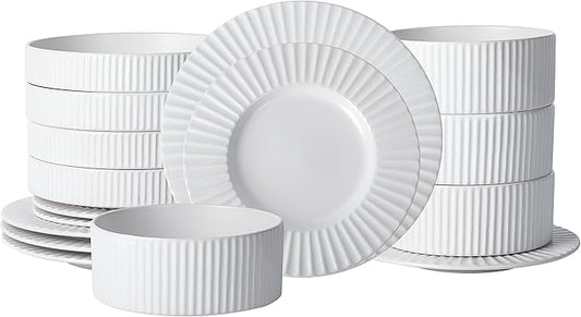 Christian Siriano Lusso 16-Piece Dinnerware Set Stoneware, White