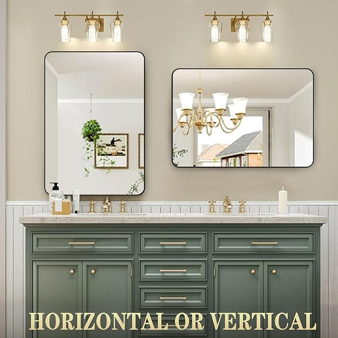 Black Bathroom Mirror,Rectangle 20 x 30 Inch Vanity Wall Mirror,Modern Mirror for Wall,Wood Rectangular Mirror for Bedroom Living Room Entryway
