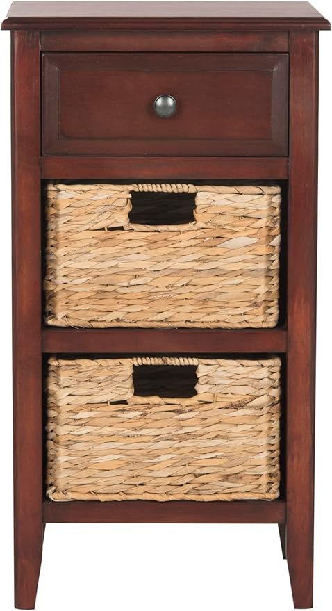 Safavieh Home Collection Everly Drawer Cherry 1-Drawer 2 Removable Baskets Side Table