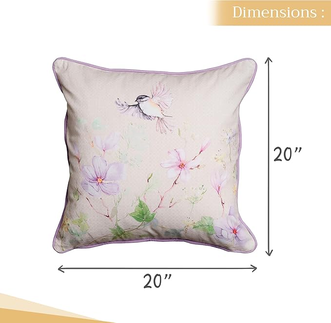 Maison d' Hermine Decorative Pillow Covers 20x20 Inch Square 100% Cotton Throw Pillow Covers with Invisible Zipper Cushion Case for Living Room Couch, Chair, Sofas, Bedroom, Home (Magnolia Mornings)