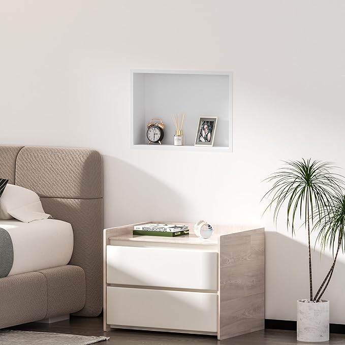 Stainless Steel Shower Niche 18" X 12", No Tile Needed Wall Niche, Recessed Shower Shelf for Bathroom Storage, Matte White