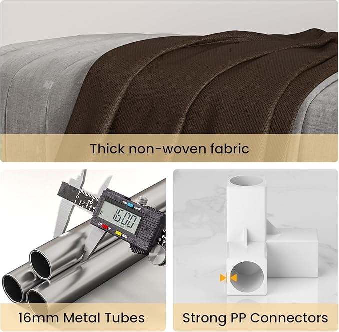 Portable Wardrobe with 4 Drawers, 4 Hanging Rods - 67" Tall Sweater Organizer, Sturdy Easy Temporary Bedroom Wardrobe Organizer, Brown