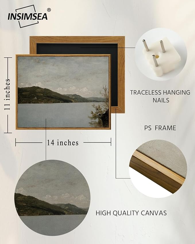 InSimSea Framed Canvas Wall Art Vintage Decor, Home Decor Classical Landscape Paintings Artwork, Vintage Nature Decor, Retro Wall Decoration for Bedroom Living Room Bathroom, 11"x14"