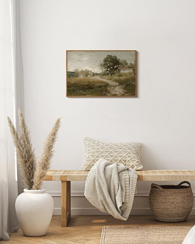 InSimSea Framed Canvas Wall Art Vintage Decor, Room Decor Classical Oil Painting Canvas Prints Arkville Landscape Vintage Wall Art Home Decor, 16"x24"