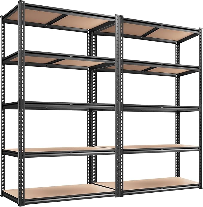 TigerParty 2020LBS Garage Shelving Units, 5-Tier Storage Shelves Heavy Duty, Adjustable Metal Organizer Utility Rack for Kitchen, Closet, Warehouse, Pantry, 72" H x 35.55" W x 16" D, 2PCS