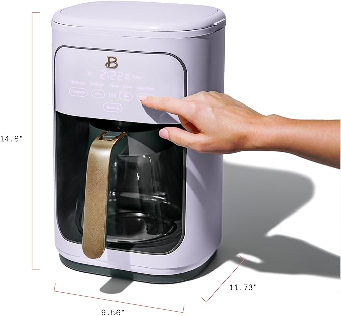 Beautiful Coffee Maker, 14-Cup, Touch-Activated Display, Programmable, Automatic Shut-Off, 1200W, Keep Warm, 24h Timer (Lavender)